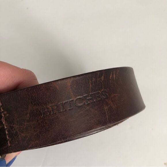 Britches Made in England brown leather belt with brass buckle - Picture 2 of 7